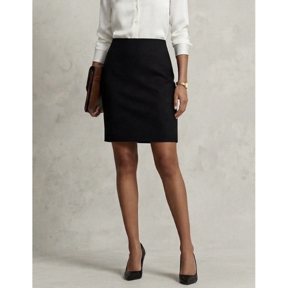 NWT Banana Republic Size 12 Black Knee Length Pencil Skirt Stretch Fabric Office
